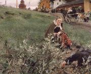 Anders Zorn Mora marknad painting